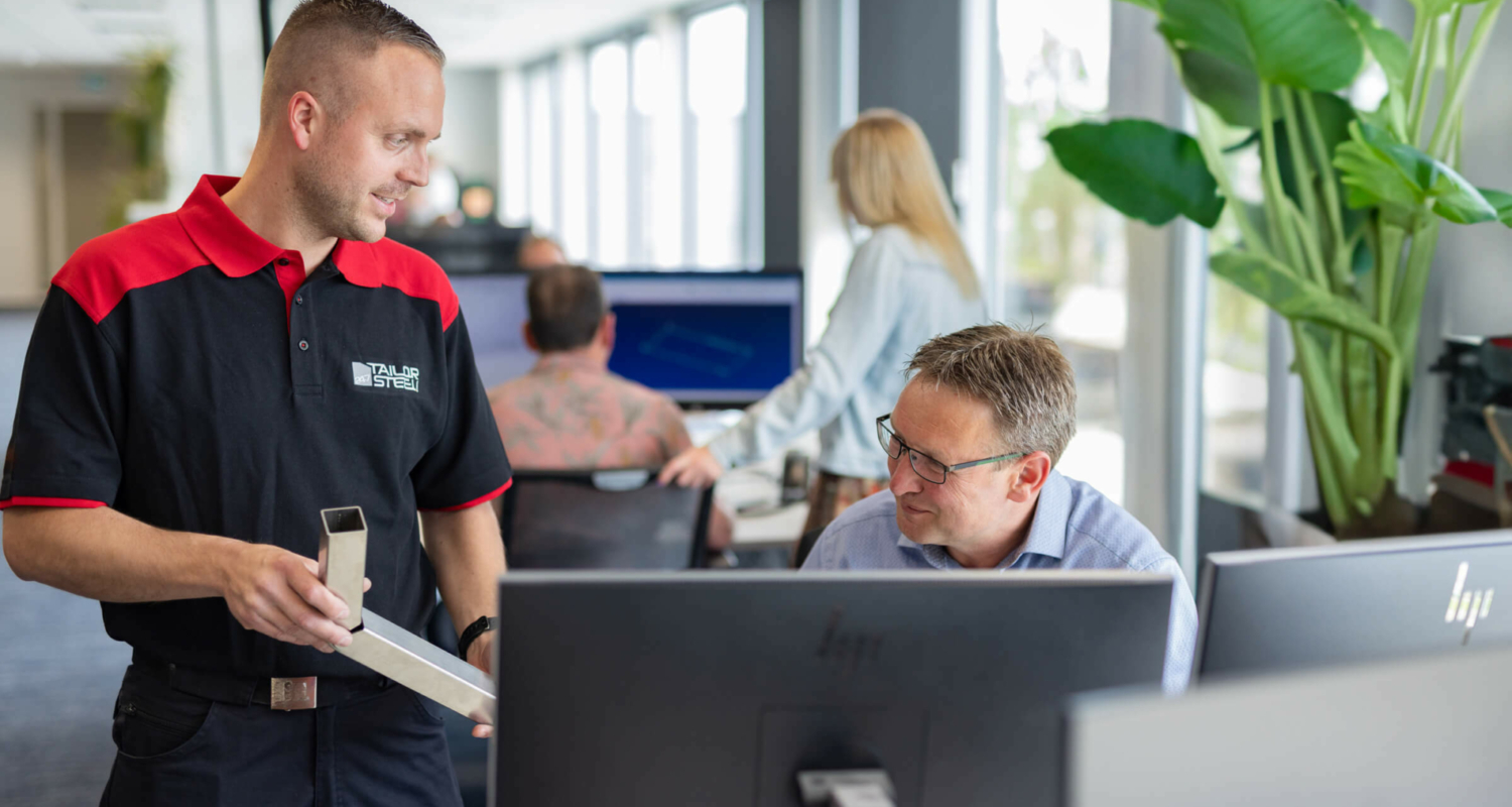 Office meeting with product